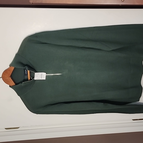 NWT J. Crew Green Quarter Zip Merino Wool + Acrylic Sweater Beautiful Great Gift - Picture 4 of 5